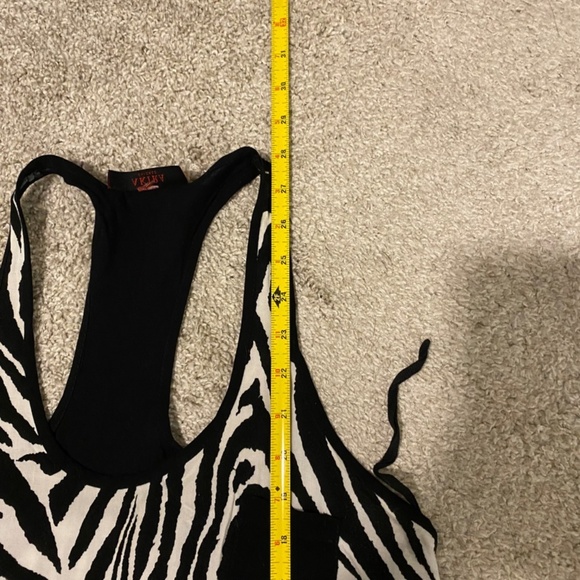 Akira Chicago Halter Tank Racerback Top. Zebra Print. Black/White. Small. - Picture 9 of 9